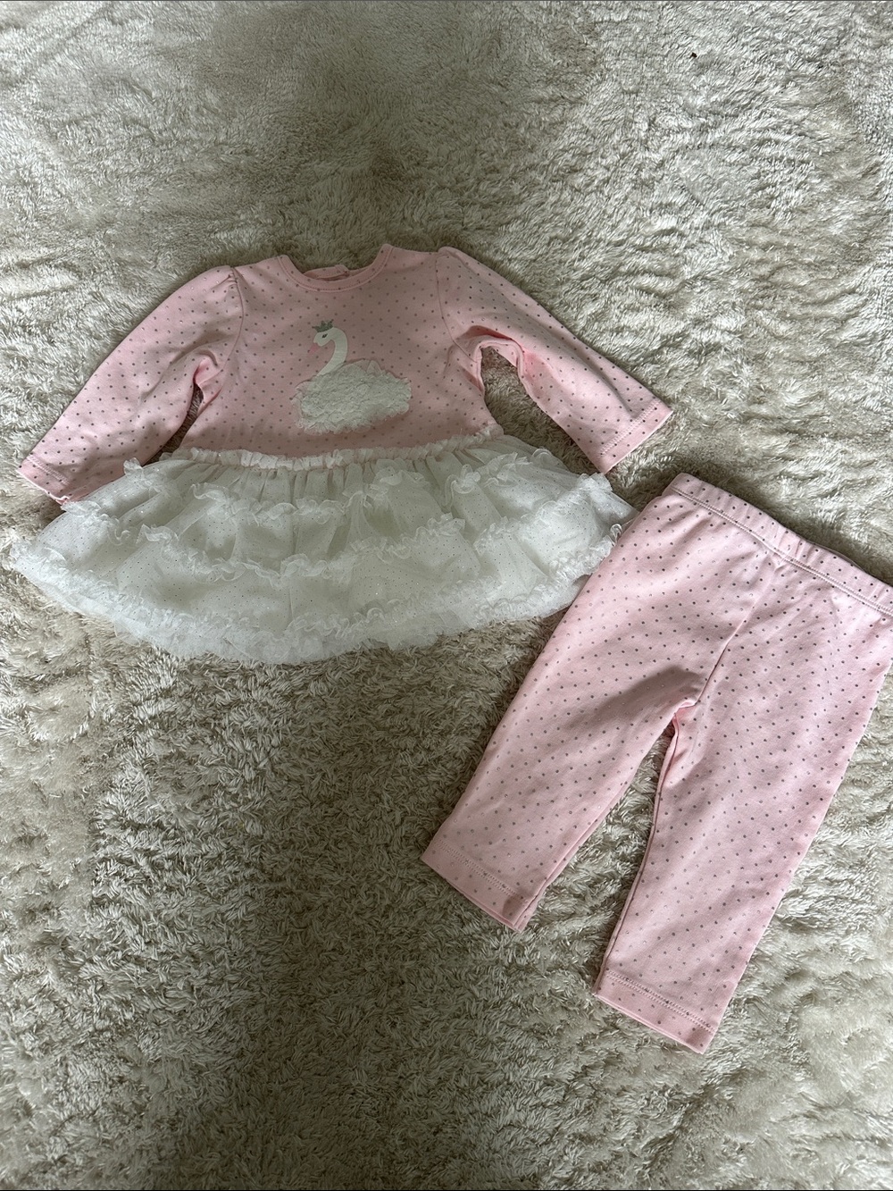 Little Me Pink and White Swan Tutu Matching Set